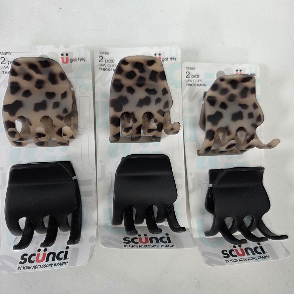 Scunci Animal Print and Black Hair Claw Clips - 2 Pack